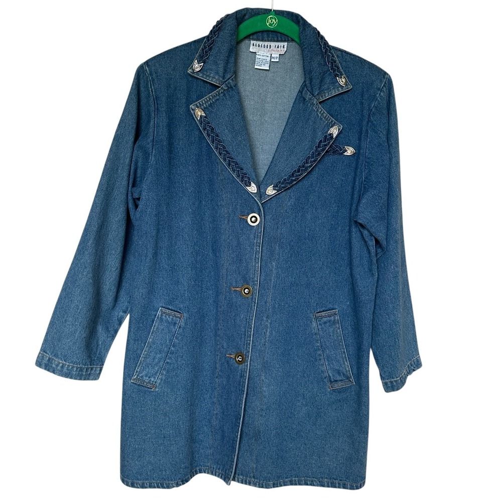 Vintage Bedford Fair Blue Denim Jacket Women's Petite‎ Medium Studded Western